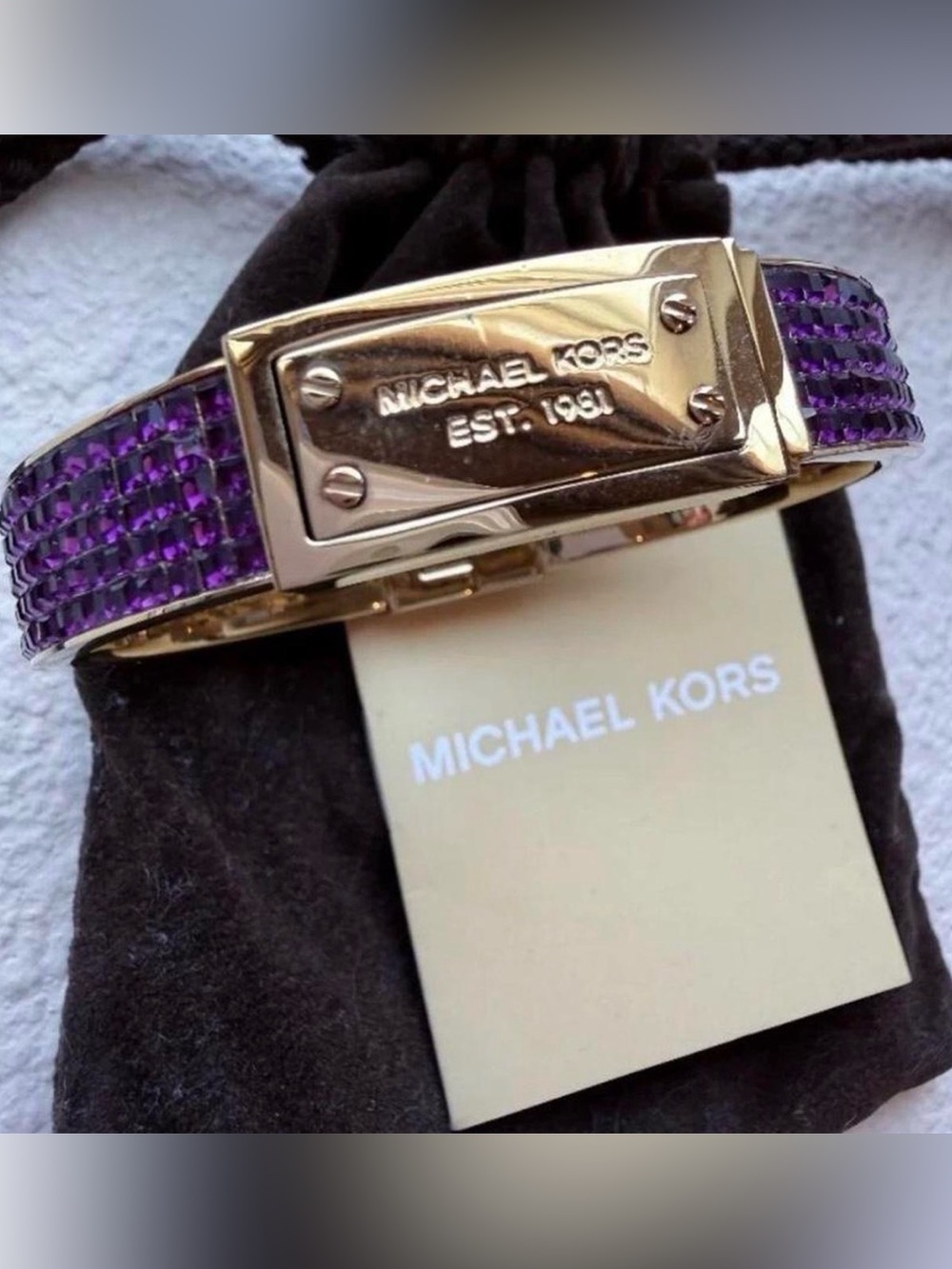 Michael Kors Gold Bracelet with Purple Crystal Band